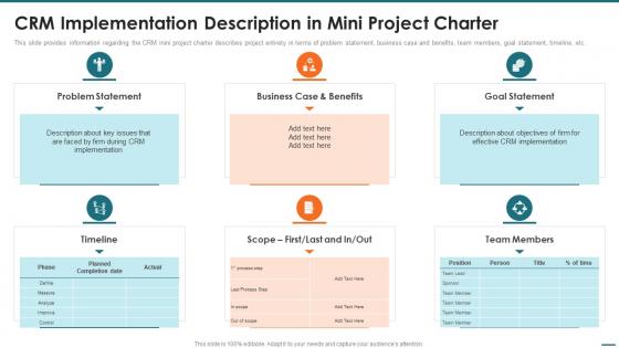 Crm Digital Transformation Toolkit Crm Implementation Description In Mini Project Charter