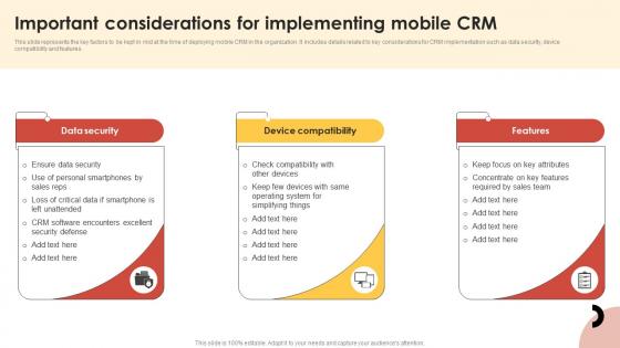 CRM Guide To Optimize Important Considerations For Implementing Mobile CRM MKT SS V