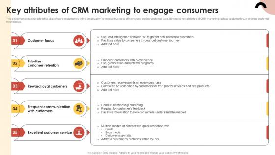 CRM Guide To Optimize Key Attributes Of CRM Marketing To Engage Consumers MKT SS V