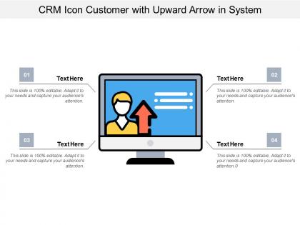 Crm icon customer with upward arrow in system