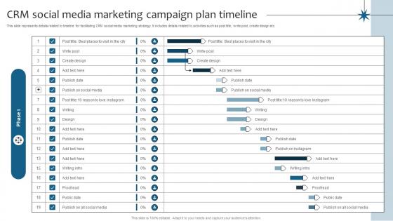 CRM Marketing CRM Social Media Marketing Campaign Plan Timeline MKT SS V