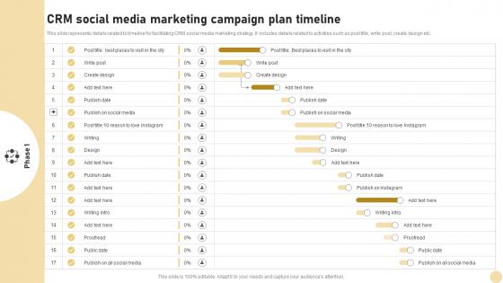 CRM Marketing System CRM Social Media Marketing Campaign Plan Timeline MKT SS V