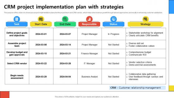 CRM Project Implementation Plan With Strategies