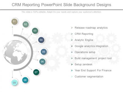 Crm reporting powerpoint slide background designs