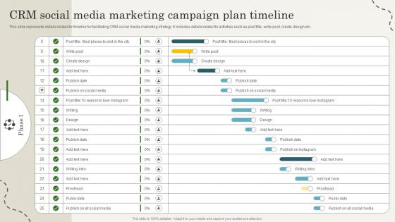 CRM Social Media Marketing Campaign Plan Timeline CRM Marketing Guide To Enhance MKT SS