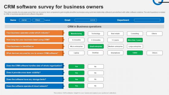 CRM Software Survey For Business Owners Survey SS