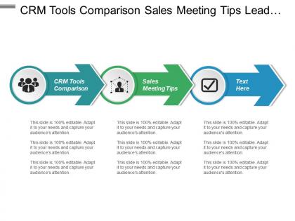 Crm tools comparison sales meeting tips lead marketing sales ppt cpb