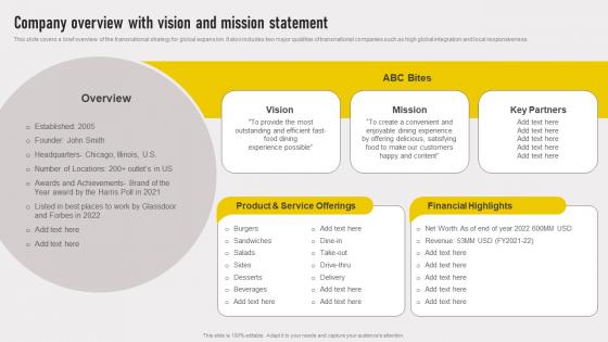 Cross Border Approach Company Overview With Vision And Mission Statement Strategy SS V