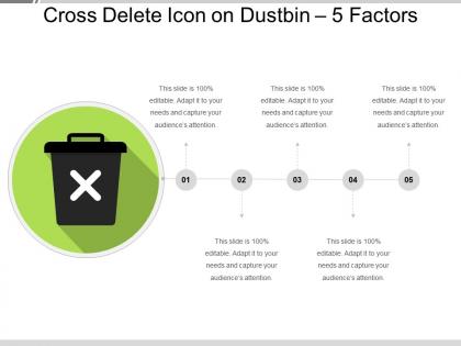 Cross delete icon on dustbin 5 factors