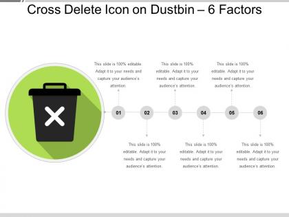 Cross delete icon on dustbin 6 factors