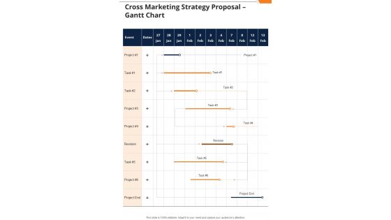 Cross Marketing Strategy Proposal Gantt Chart One Pager Sample Example Document