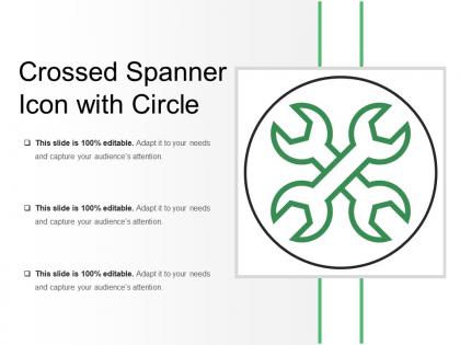 Crossed spanner icon with circle
