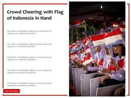 Crowd cheering with flag of indonesia in hand