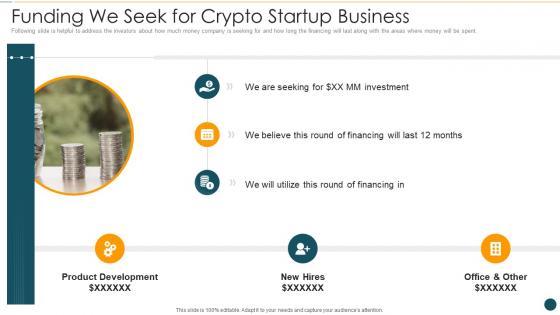 Crypto startup pitch deck funding we seek for crypto startup business