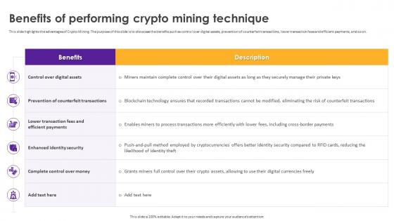 Cryptomining Innovations And Trends Benefits Of Performing Crypto Mining Technique