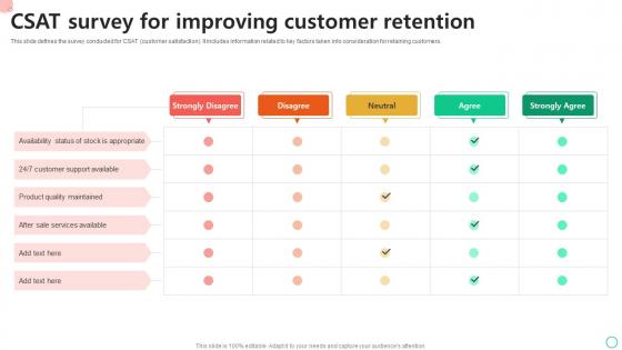 CSAT Survey For Improving Customer Retention