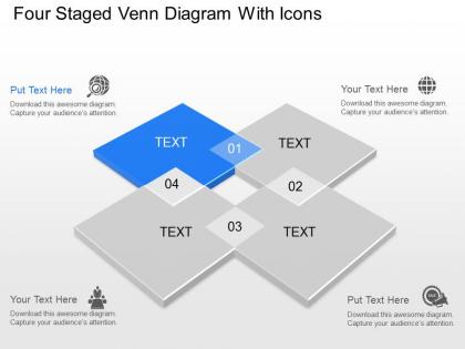 Ct four staged venn diagram with icons powerpoint template