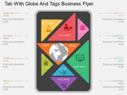 Cu tab with globe and tags business flyer flat powerpoint design