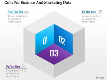Cube for business and marketing data powerpoint template