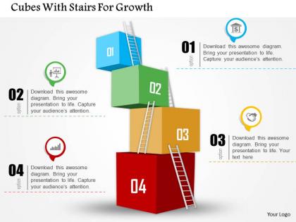 Cubes with stairs for growth powerpoint template