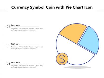Currency symbol coin with pie chart icon