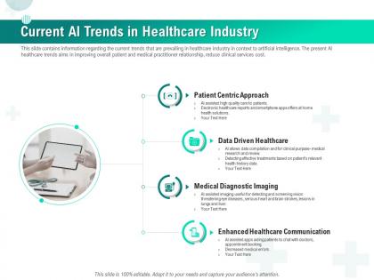 Current ai trends in healthcare industry ppt powerpoint gallery outline