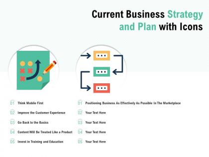 Current business strategy and plan with icons
