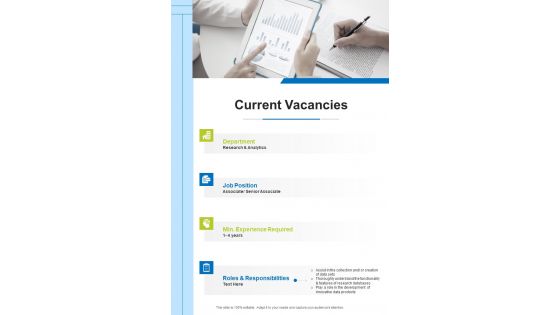 Current Vacancies Recruitment Proposal One Pager Sample Example Document