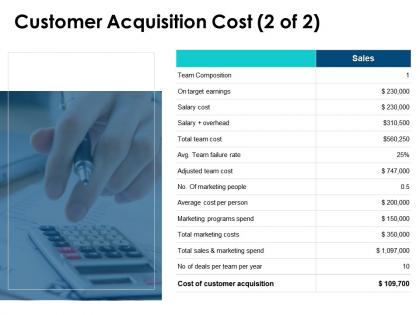 Customer acquisition cost slide team composition marketing ppt powerpoint presentation