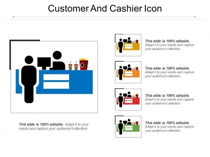 Customer and cashier icon sample of ppt