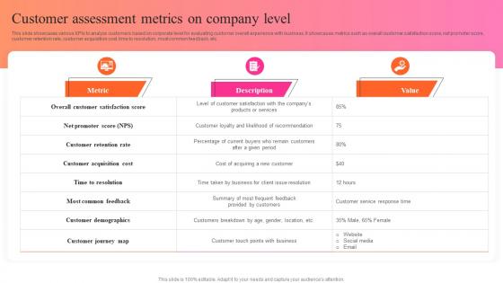 Customer Assessment Metrics On Company Level Key Steps For Audience Persona Development MKT SS V