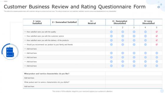 Customer Business Review And Rating Questionnaire Form