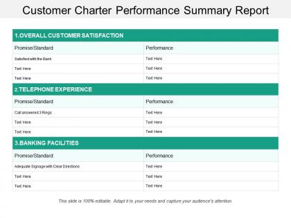 Customer charter performance summary report