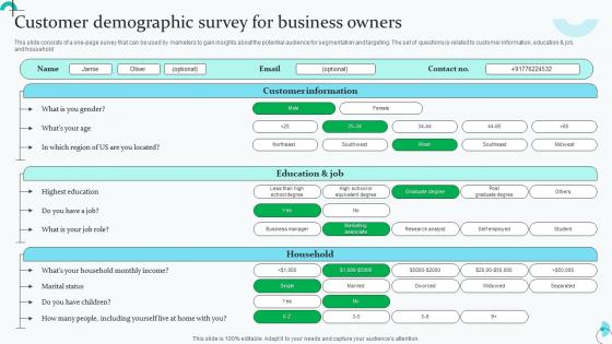 Customer Demographic Survey For Business Owners Survey SS