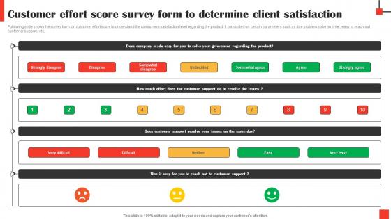 Customer Effort Score Survey Form To Determine Client Satisfaction Survey SS