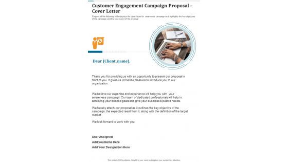 Customer Engagement Campaign Proposal Cover Letter One Pager Sample Example Document