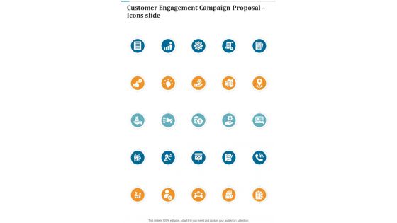 Customer Engagement Campaign Proposal Icons Slide One Pager Sample Example Document