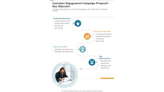 Customer Engagement Campaign Proposal Key Objective One Pager Sample Example Document