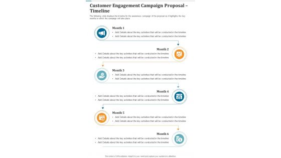 Customer Engagement Campaign Proposal Timeline One Pager Sample Example Document