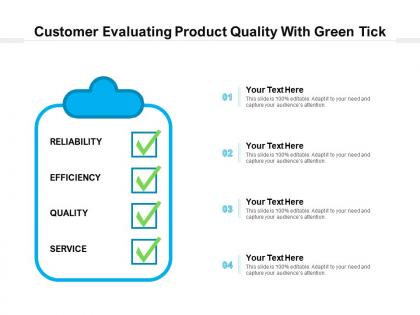 Customer evaluating product quality with green tick