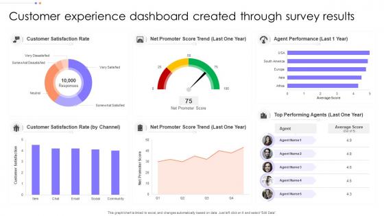 Customer Experience Dashboard Snapshot Created Through Survey Results