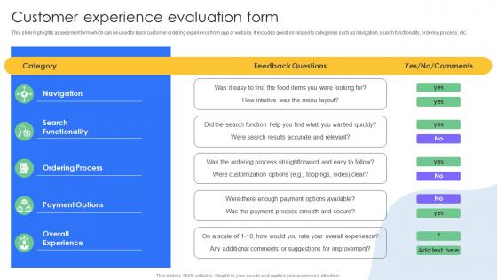 Customer Experience Evaluation Form Storyboard SS
