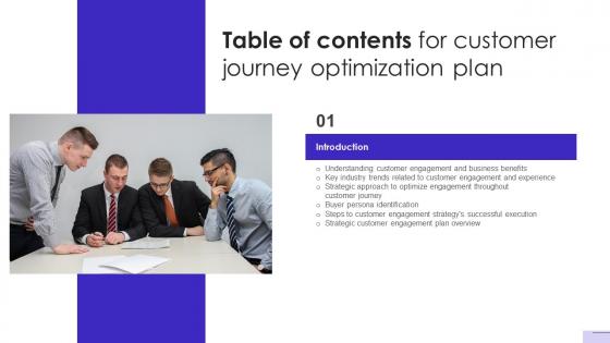 Customer Journey Optimization Plan Table Of Contents