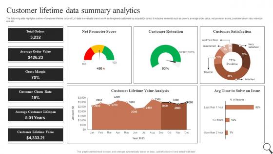 Customer Lifetime Data Summary Analytics Guide For Social Media Marketing MKT SS V