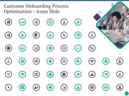Customer onboarding process optimization icons slide