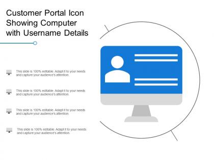 Customer portal icon showing computer with username details