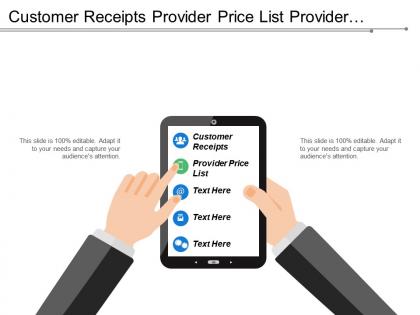 Customer receipts provider price list provider billing order bills