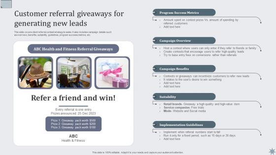 Customer Referral Giveaways For Generating New Effective Sales Techniques To Boost Business MKT SS V