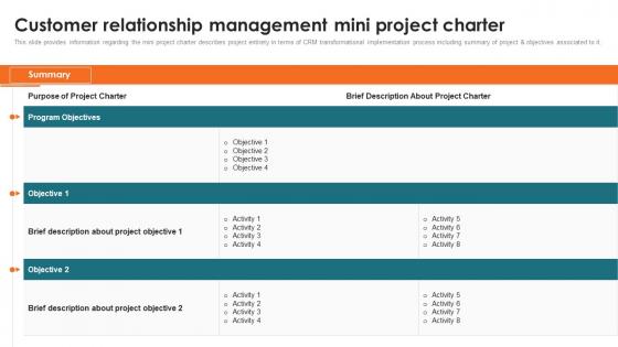 Customer Relationship Management Mini Project Charter Ppt Ideas Background Image