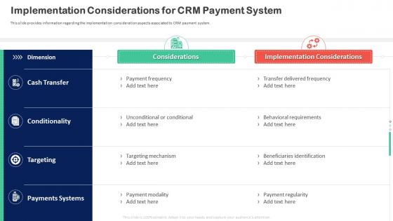 Customer Relationship Transformation Toolkit Implementation Considerations For Crm Payment System